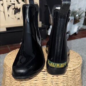 Lauren Ralph Lauren Tally Bo Rai Glossy Black Rain winter Boots women’s size 6